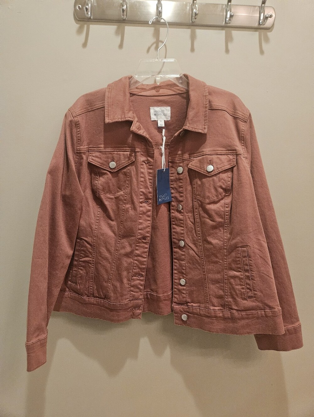 NWT Dusty Rose/ Rust Denim Jacket - Women's Casual Denim Jean Jacket 2X
